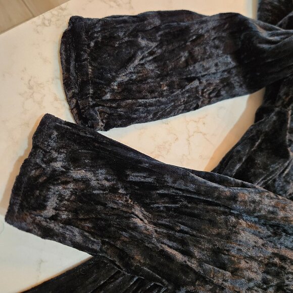 ZOE California Maxi Dress Sz Medium Vtg Black Crinkle Velvet Witchy Goth Vampire - Picture 7 of 14